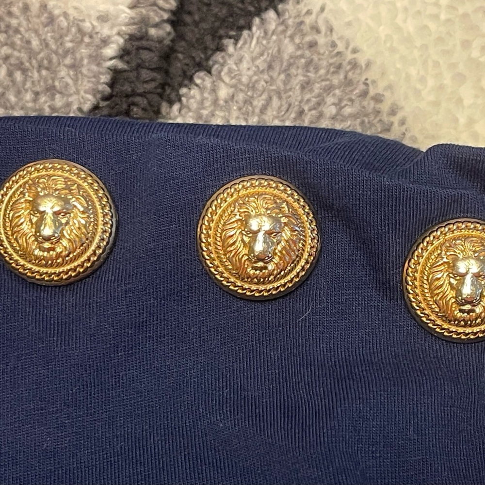 Balmain Blue and Gold Muscle Tee - Picture 2 of 5